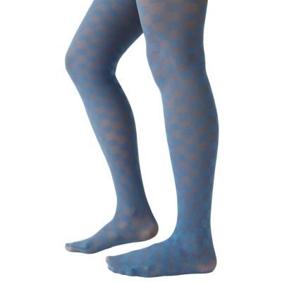 Urban Outfitters Anya Blue Checkered Print Semi Sheer Tights Size Small - Medium